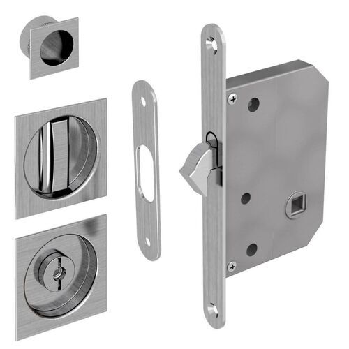 1578-004-Sliding Door Bathroom Lock Set - Square, Satin Nickel (35-44mm)
