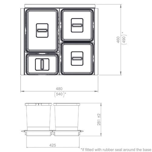 9446-001-Metropolis Pan Drawer Recycling Bin Set 41-60 Litres - For 600mm-1000mm Cabinet