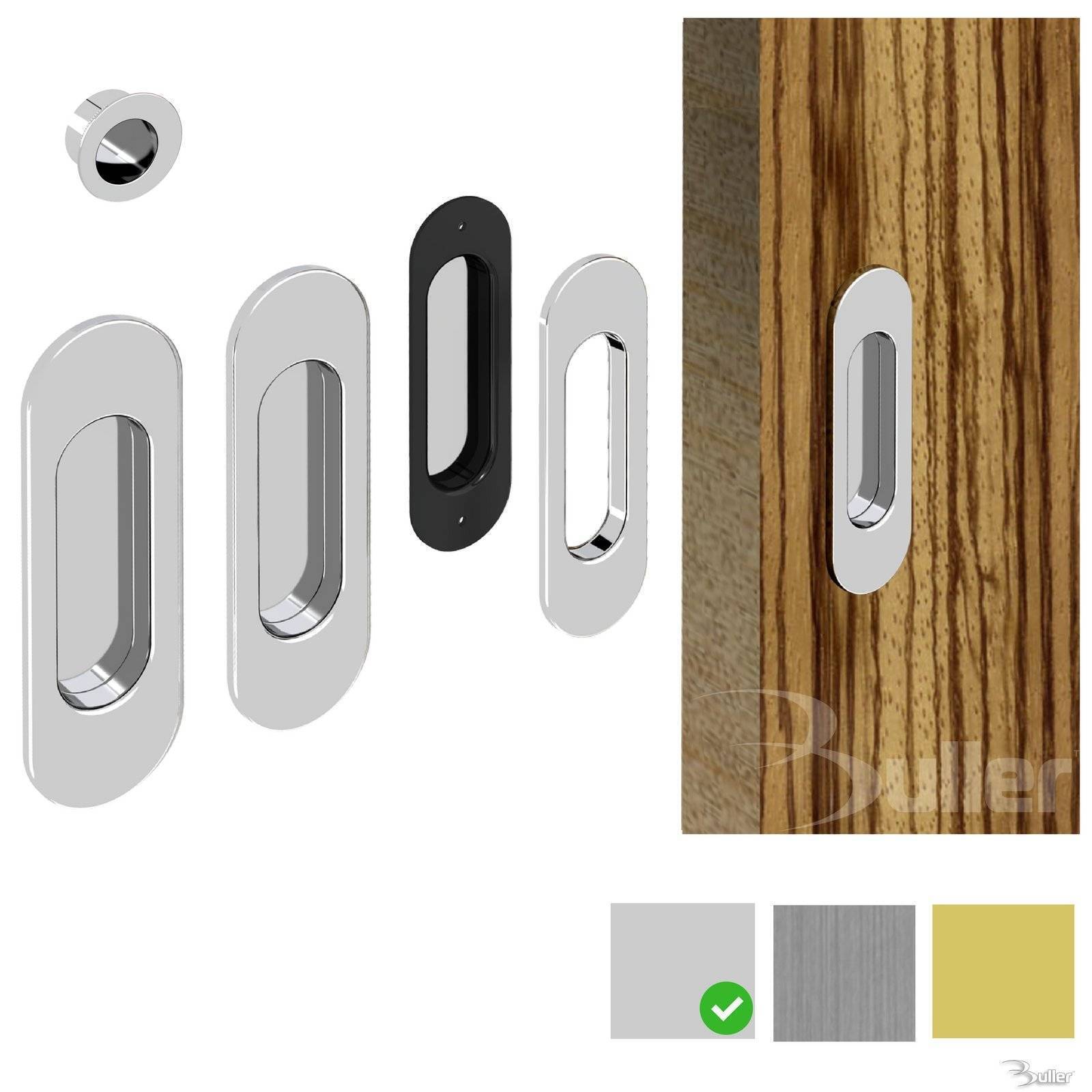 Sliding Door Inset Handle Set Oval
